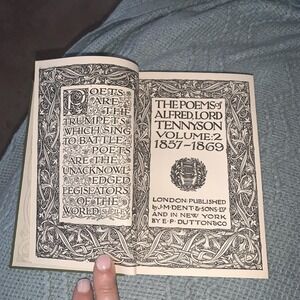Poems Of Alfred Tennyson, Vol. 2 1857-1859 Everymans Libr Antique Book